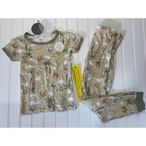 NWT Milkberry Jungle Animals Pajama Set Top Bottoms Bamboo - Size Boy's 4T